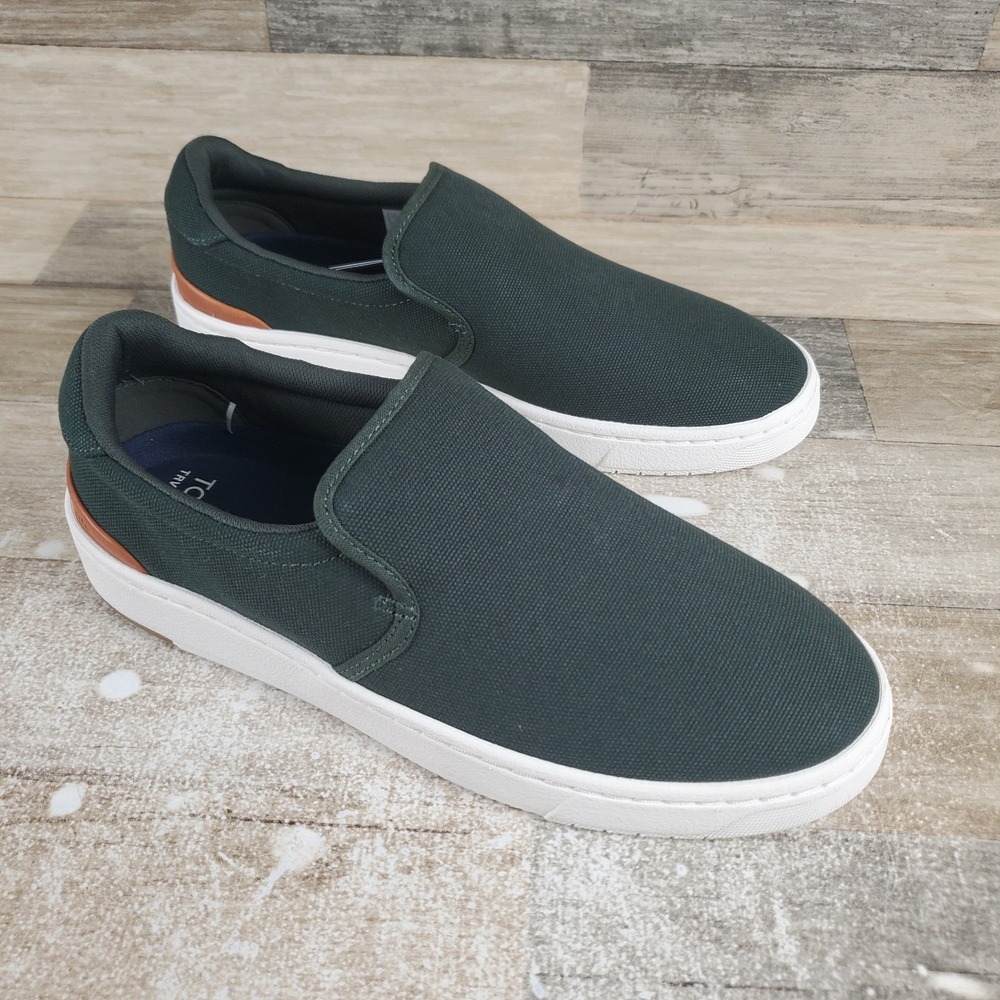 Toms Trvl Lite 2.0 Mens Shoes Sz 7 Deep Forest Green Canvas Slip On Sneakers